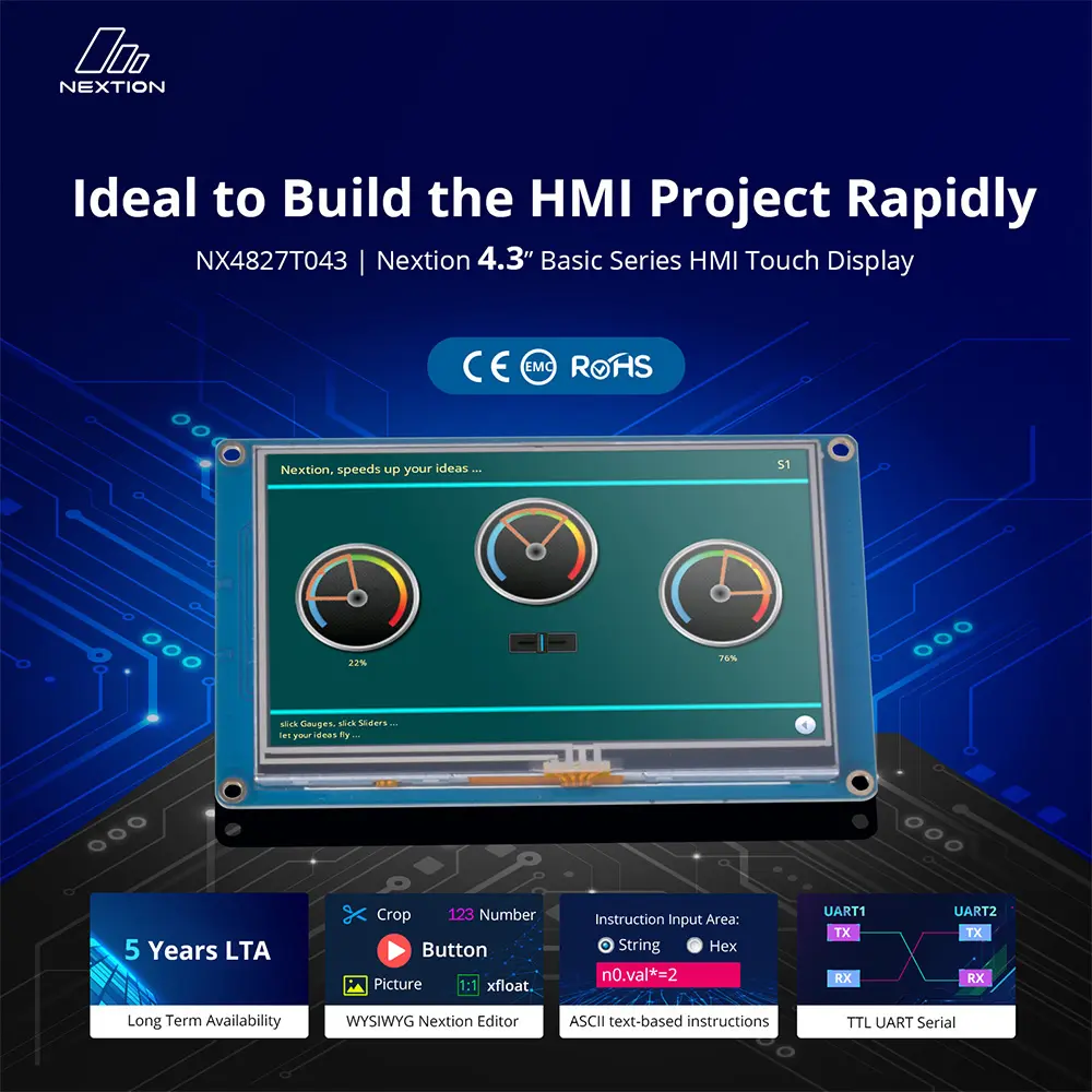 NX4827T043 – Nextion 4.3” Basic Series HMI Touch Display